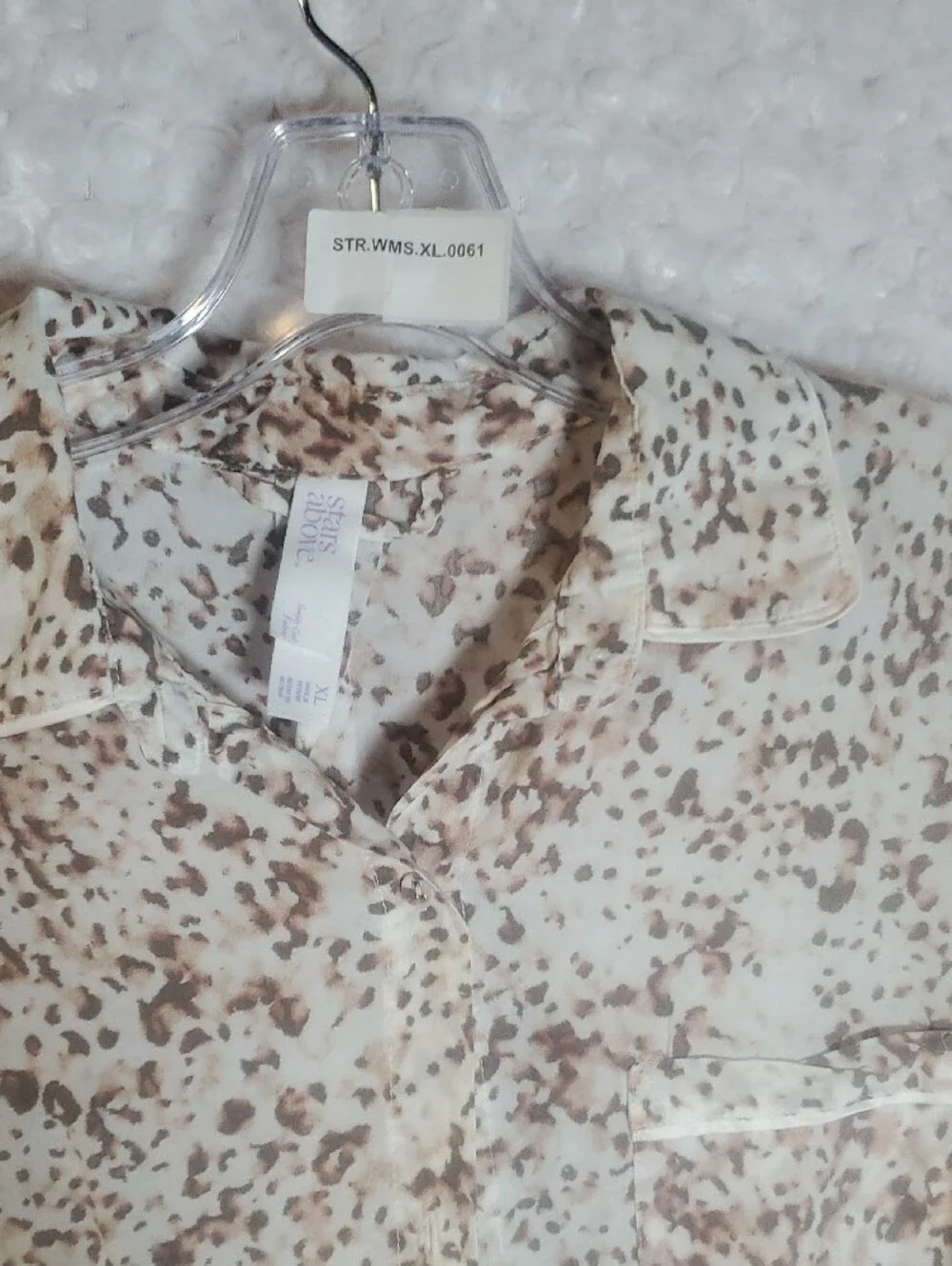Neutral Speckled Two-Piece Top and Skirt Set Size XL